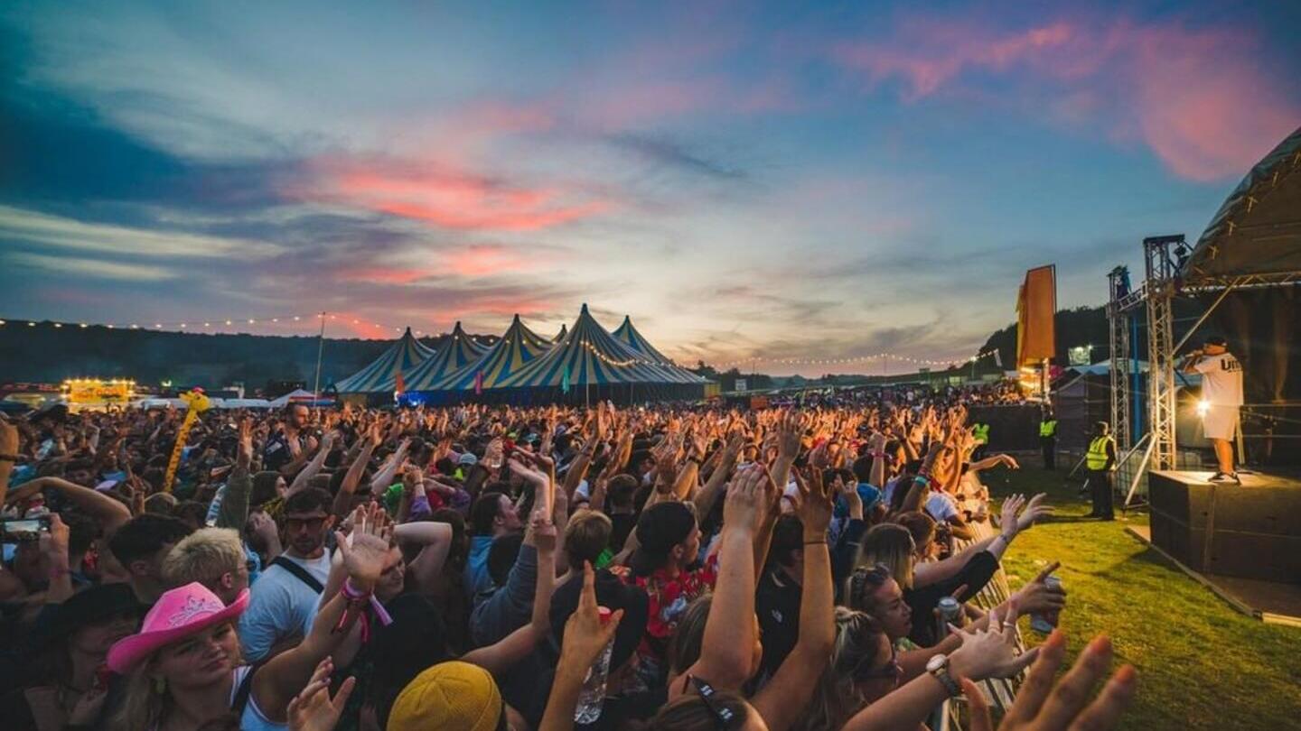Boundary Festival at night with crowds enjoying the performance on stage
