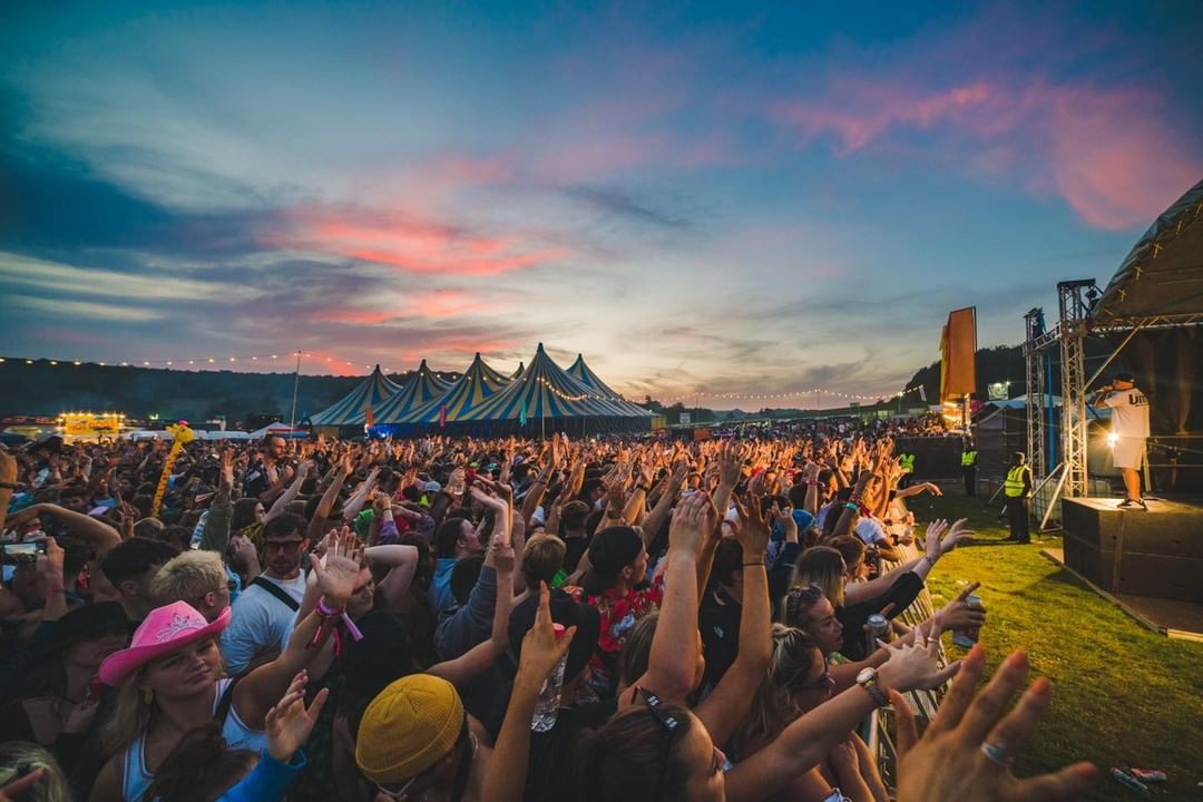 Boundary Festival at night with crowds enjoying the performance on stage