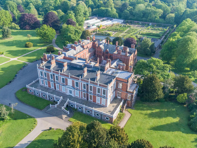 Aerial view of Croxteth Hall Country Park and Stately Home