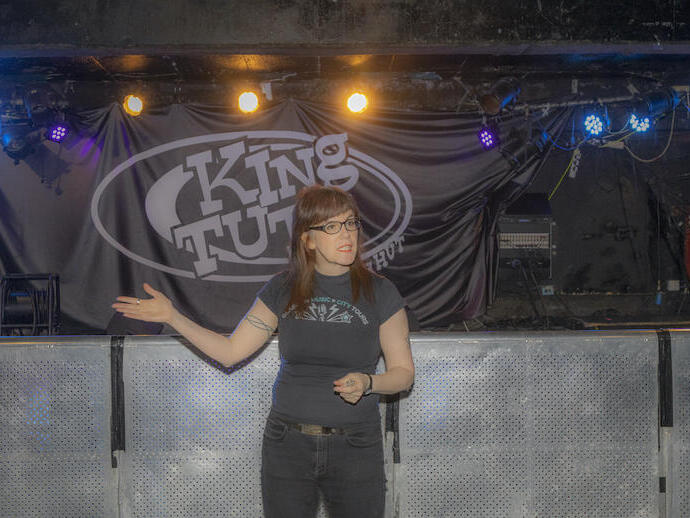 Glasgow Music City Tour Guide Fiona Shepherd presenting