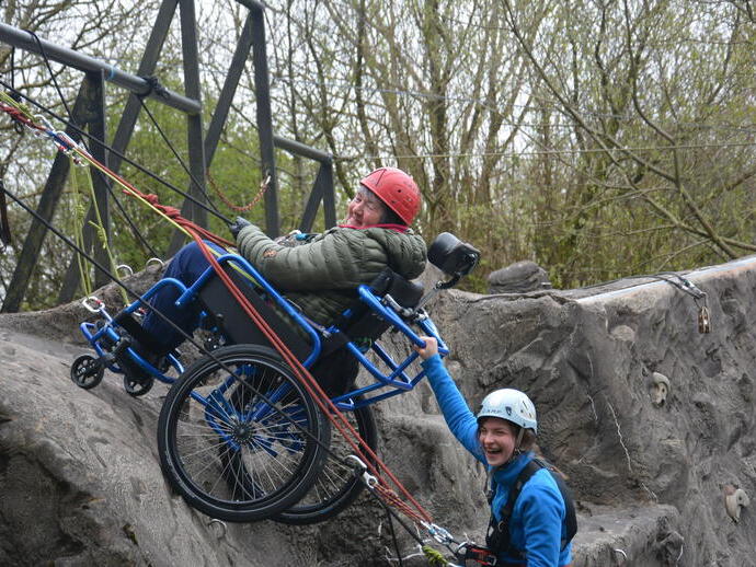 Wheelchair user abseiling