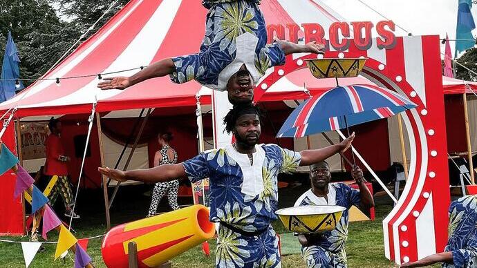 Acrobats at a circus at Wrotham Park