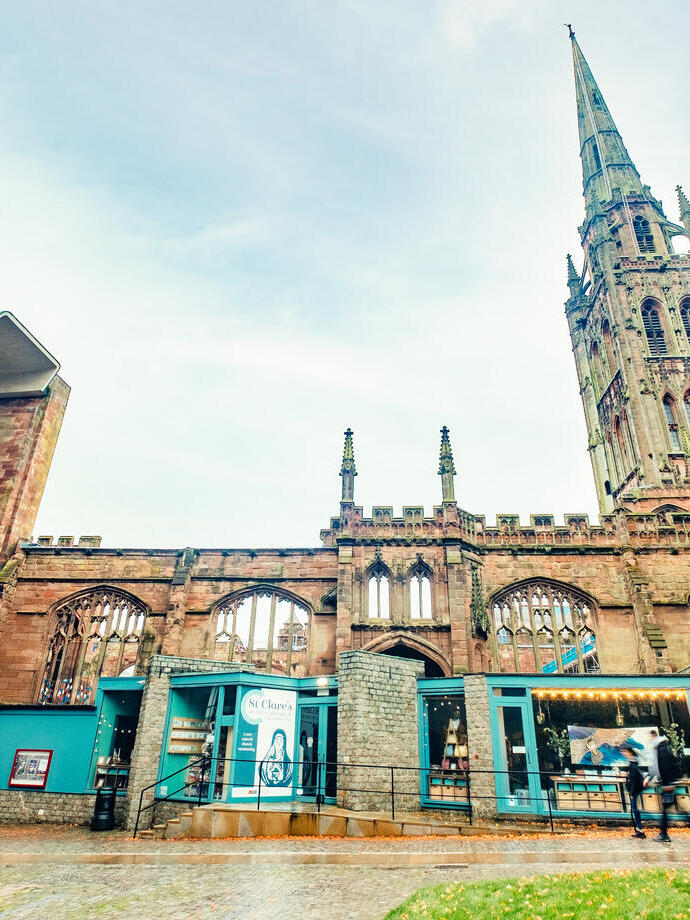 An exterior shot of a cathedral.