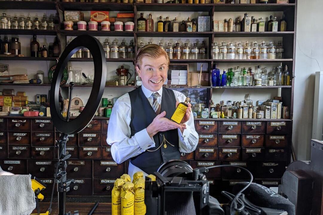 A man posing in costume at the Black Country Living Museum in the West Midlands