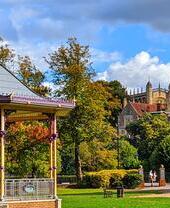 A view from inside Windsor's Alexandra Gardens towards Windsor Castle