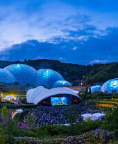 People watching a concert at the Eden Project