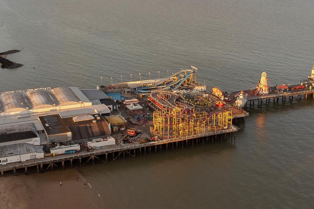 Aerial view of seaside pier