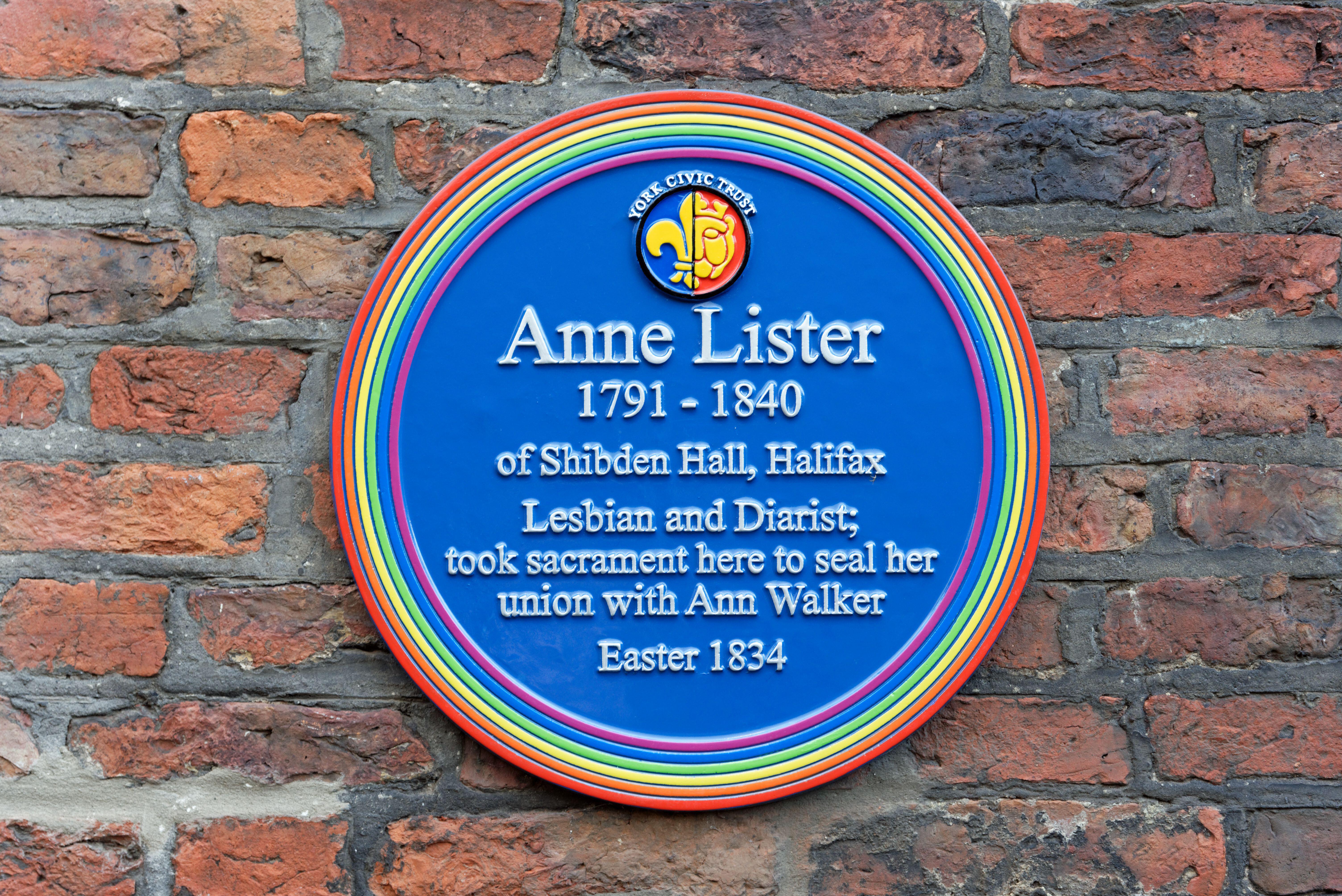 Commemorative Rainbow Plaque for Anne Lister, also nicknamed Gentleman Jack located at Holy Trinity Church