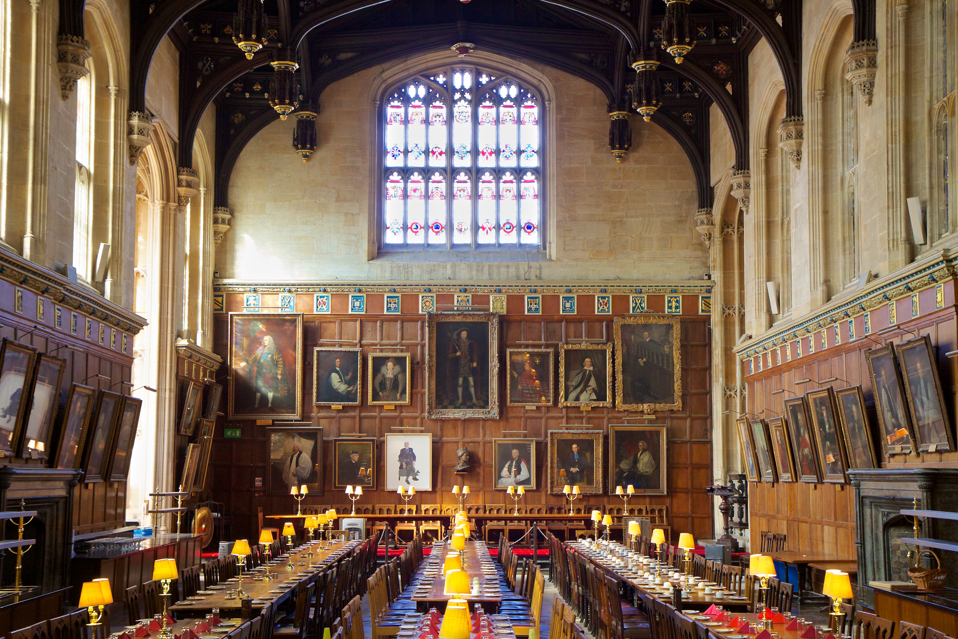 An inside shot of a hall in Christ Church college, Oxford, a filming location for the Harry Potter film series