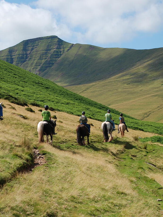 Randonnée à poney dans le parc national de Brecon Beacons avec le centre équestre Cantref, Cantref, Monmouthshire