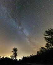 Stars lighting up the night sky above Gisburn Forest, Lancashire