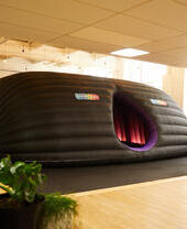 A hot pod yoga pod in Leicester, designed for hot yoga sessions