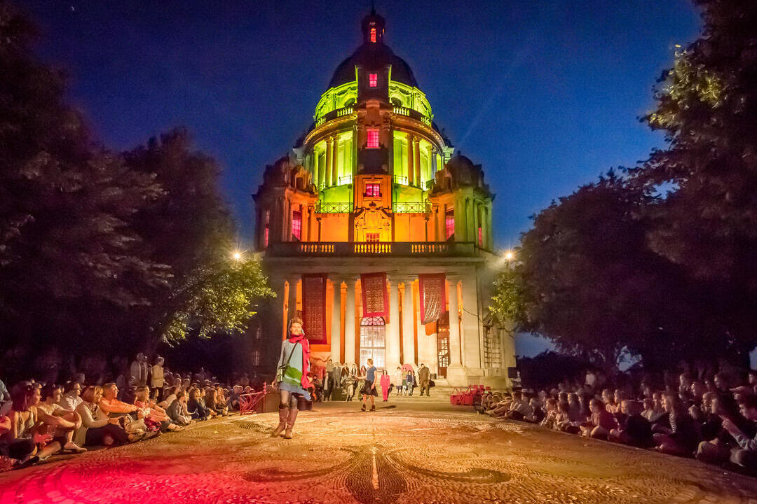 A performance onstage outdoors at The Dukes Theatre in Williamson Park, Lancashire
