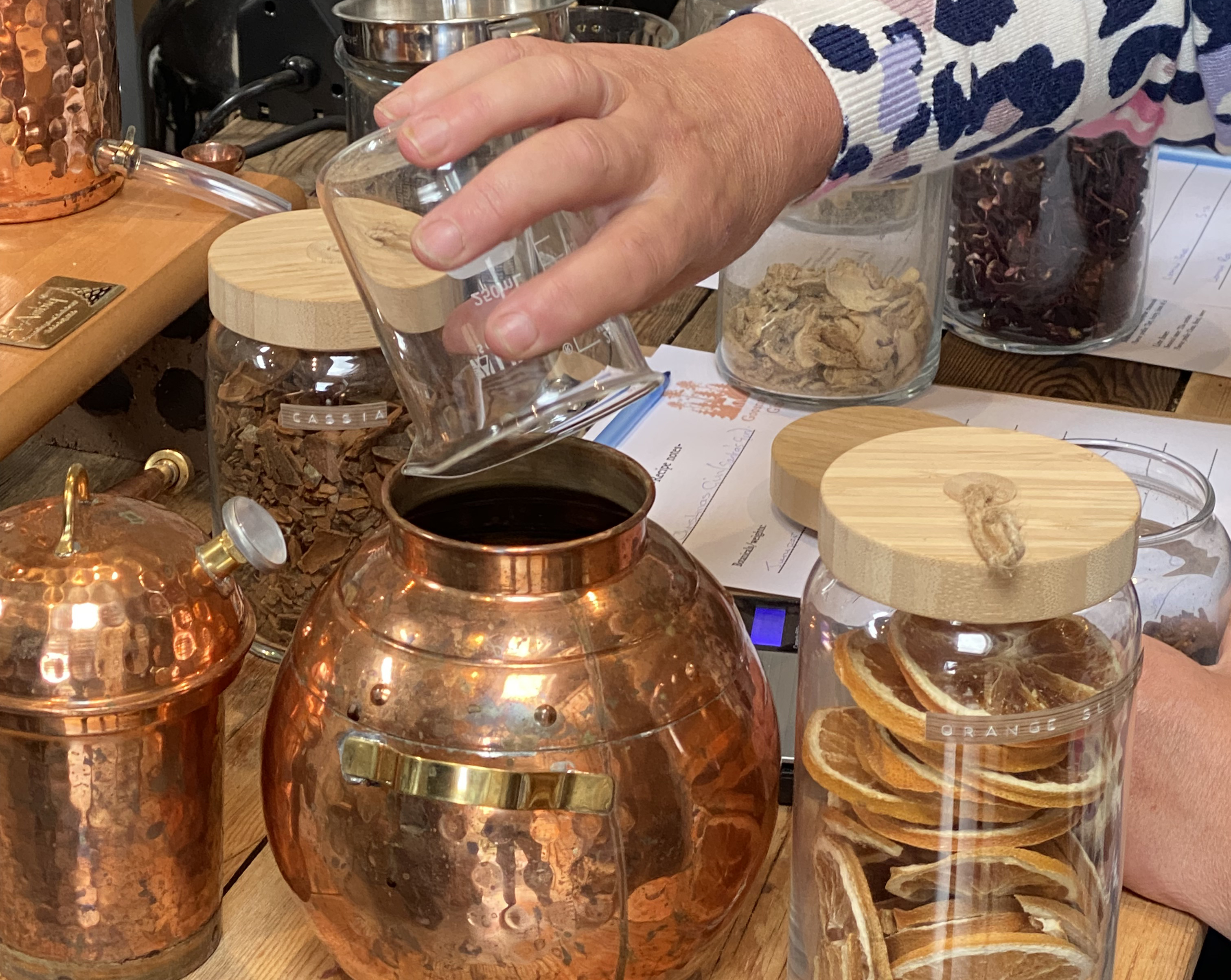A drink being prepared at Goosnargh Gin School in Lancashire