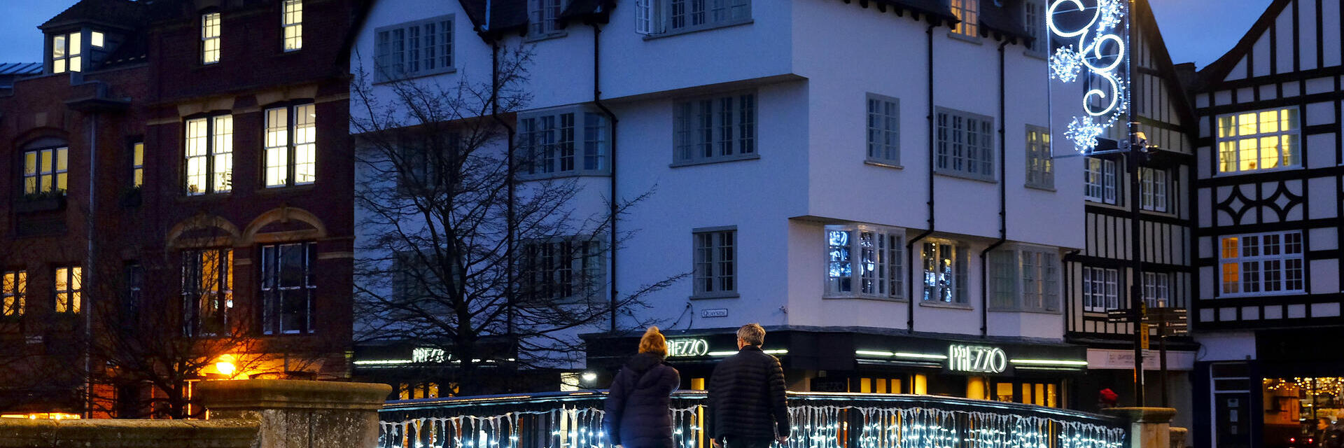 Night view of Christmas lights in city centre