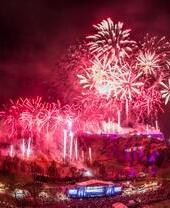 Edinburgh Hogmanay Midnight Moment showing fireworks