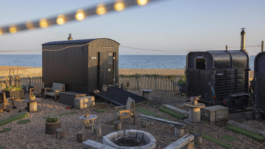 A sauna by a beach