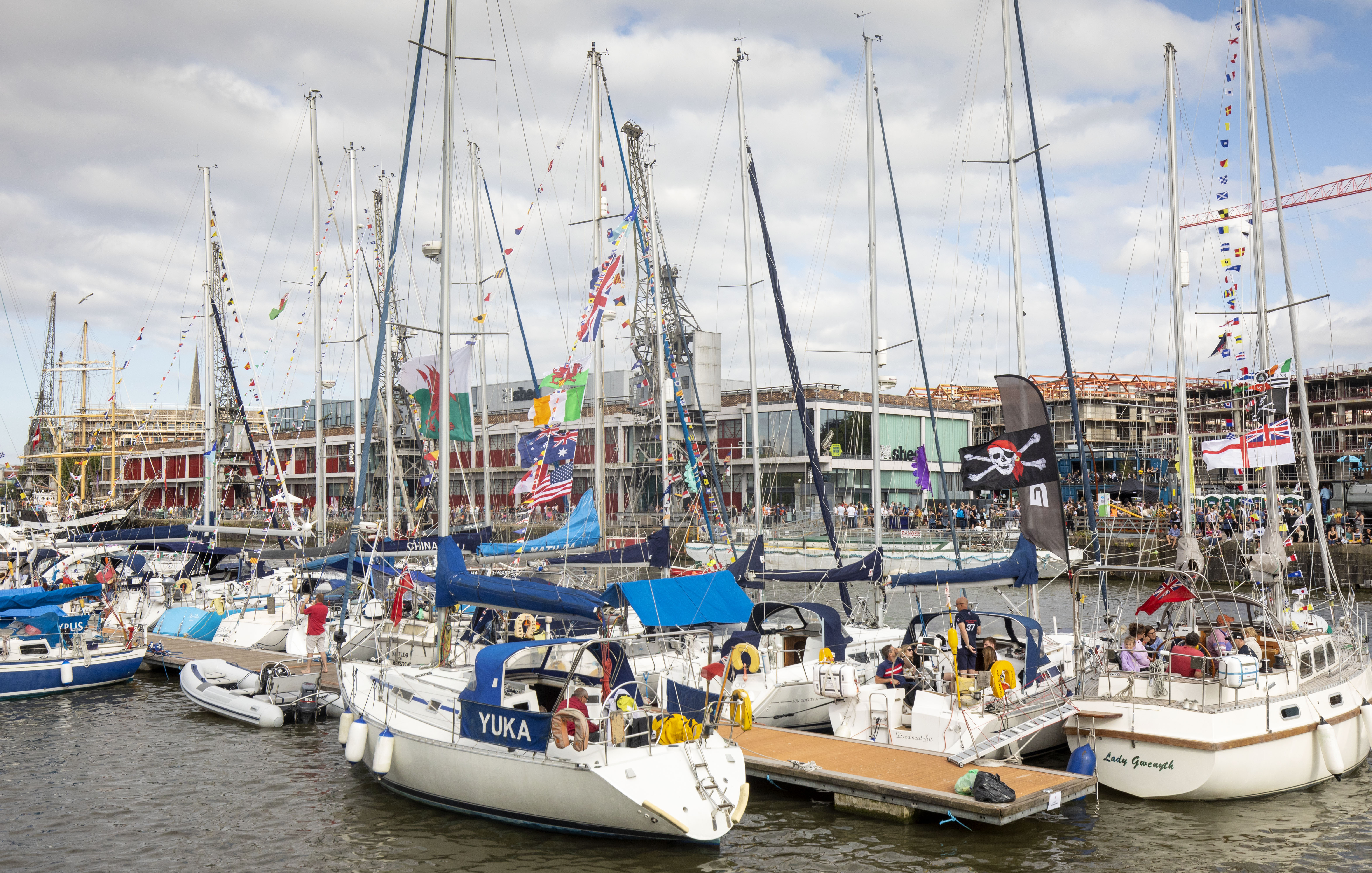 A row of ships in Bristol Harbour