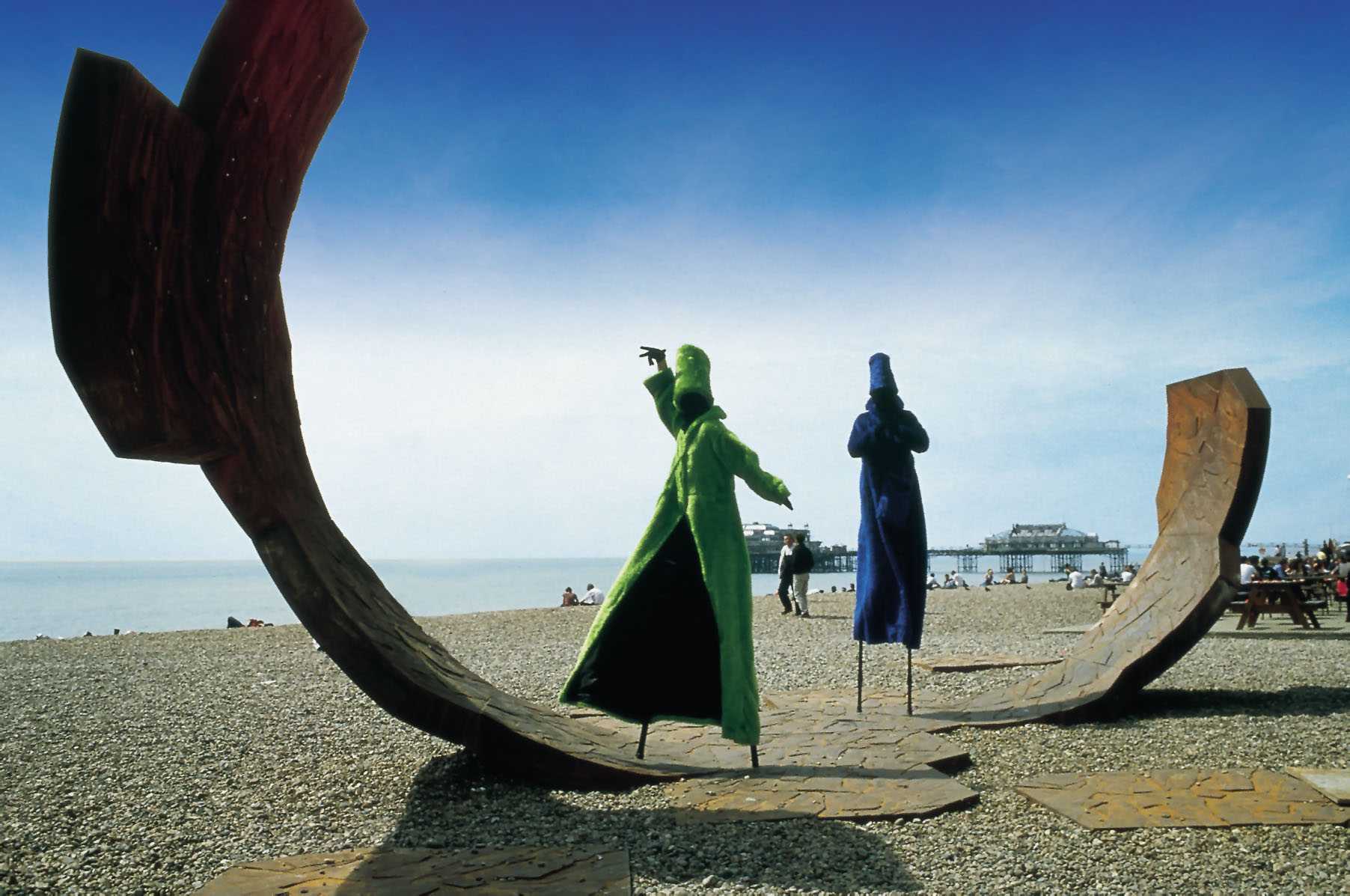 Sculptures on a beach in Brighton