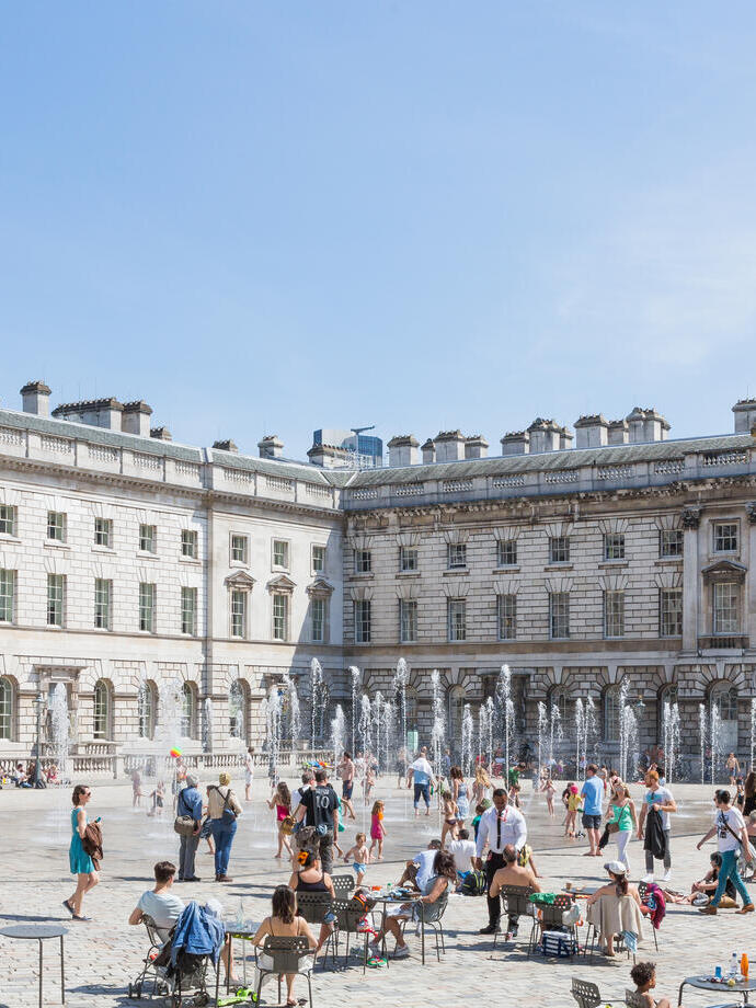 The Edmond J Safra Fountain Court in the centre of Somerset House, London