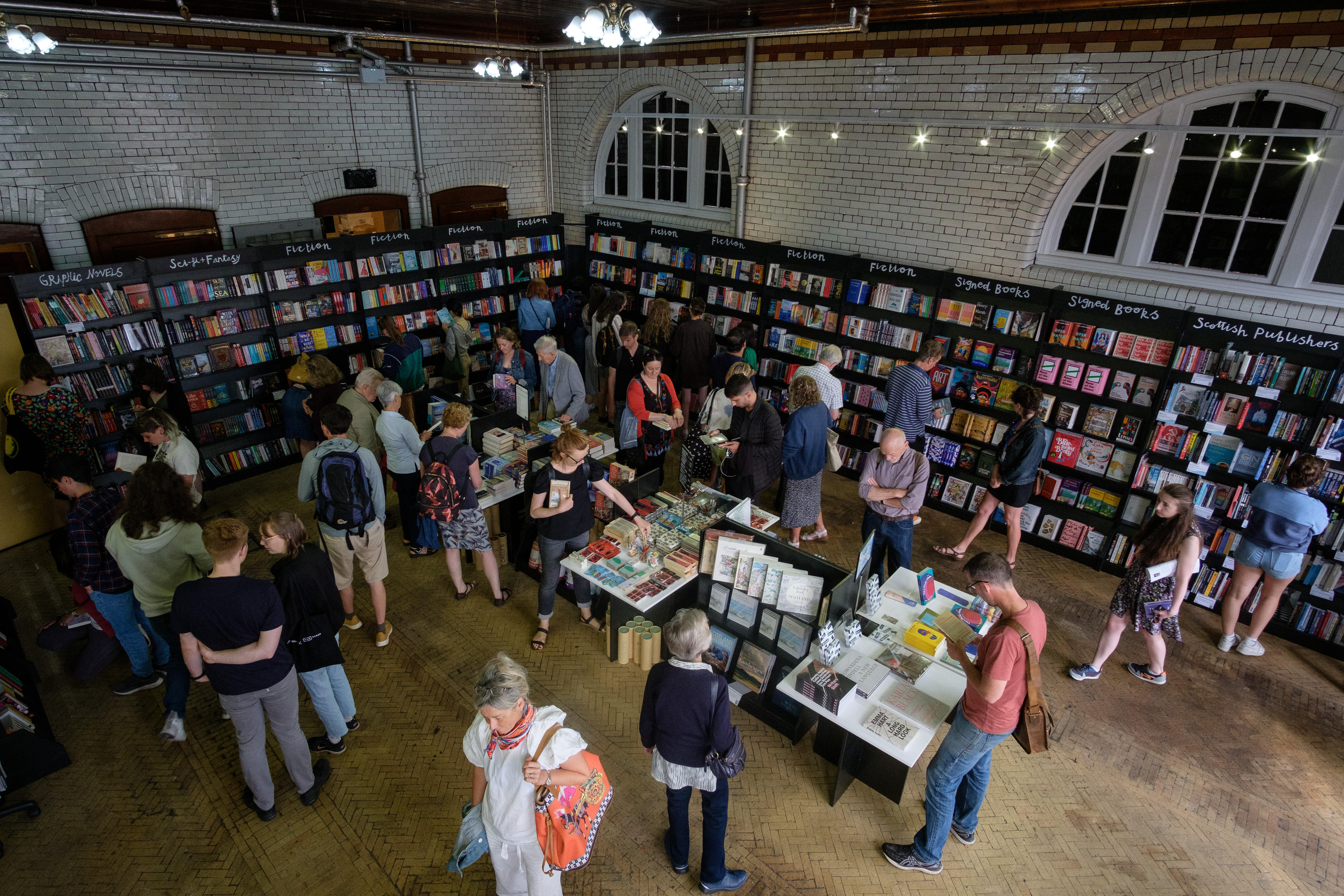 People looking at books, Edinburgh International Book Festival