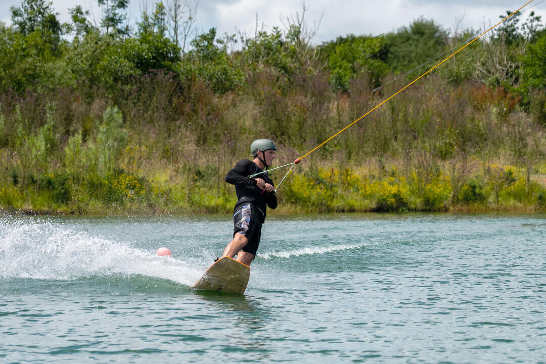 A man wakeboarding at North Devon Wake Park