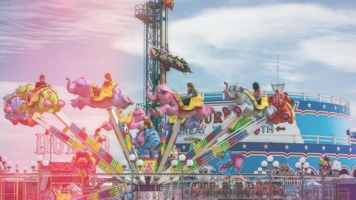 View to a fairground ride at Great Yarmouth Pleasure Beach