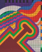 Primo piano di un'opera d'arte dai colori vivaci