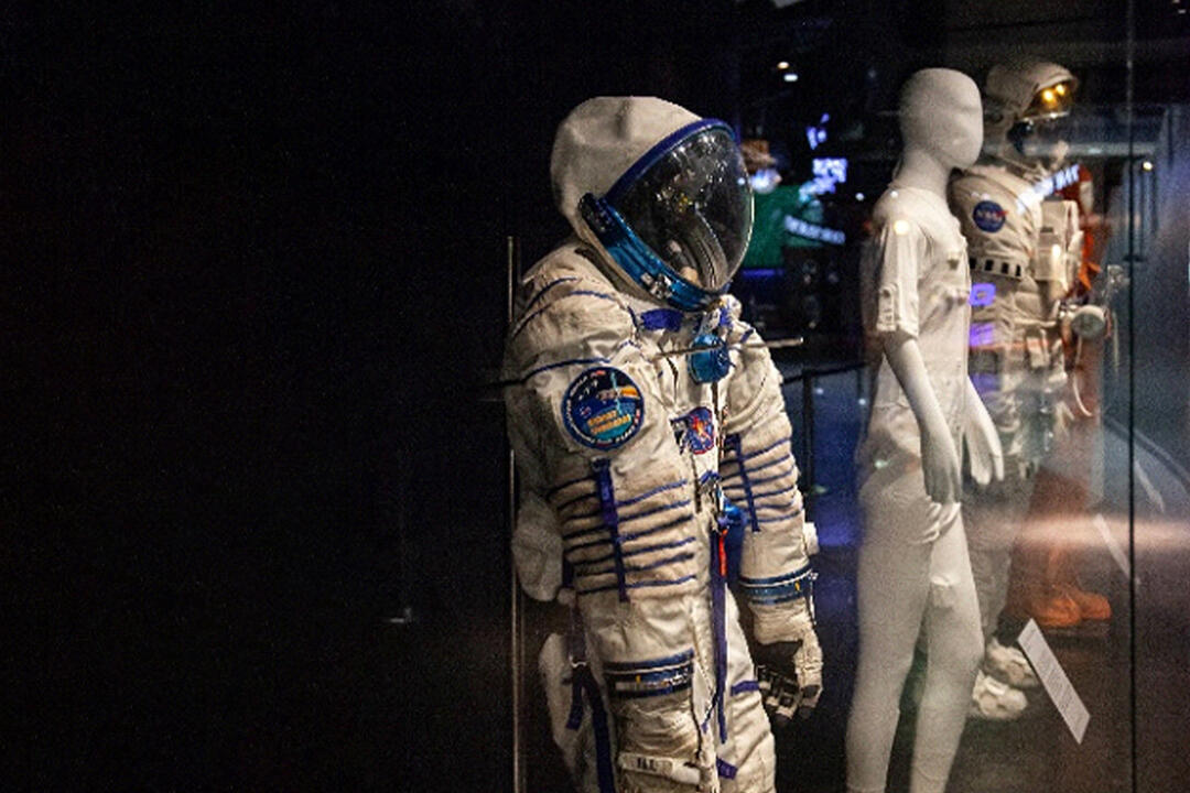 Spacesuits on display at the National Space Centre in Leicester