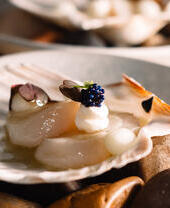 Entrée à base de coquilles Saint-Jacques écossaises au MARA, Links House