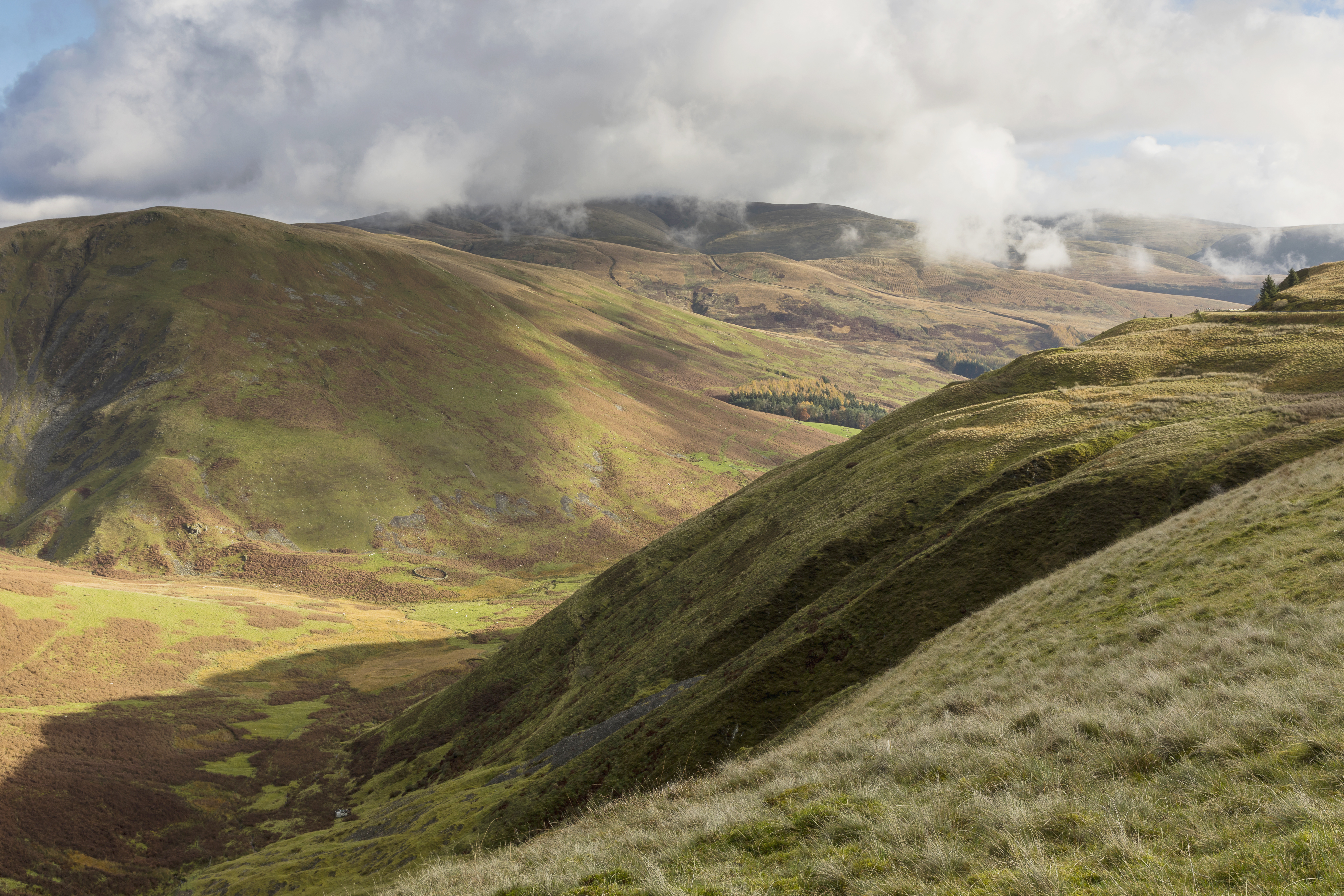 An overhead view of the Moffat Hills in Scotland's Southern Uplands