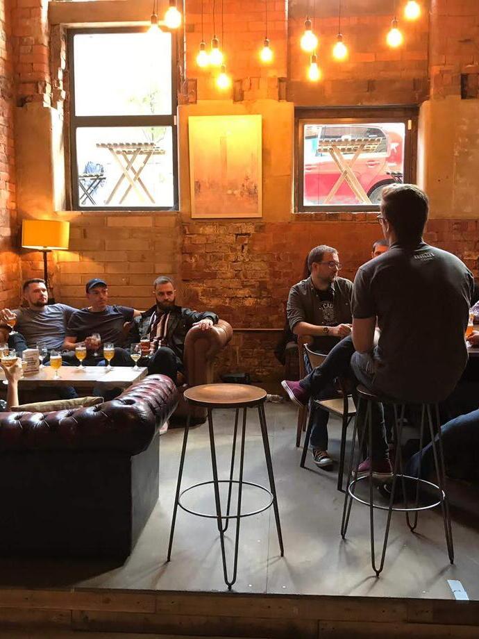 A group of people on a craft beer tour in Manchester
