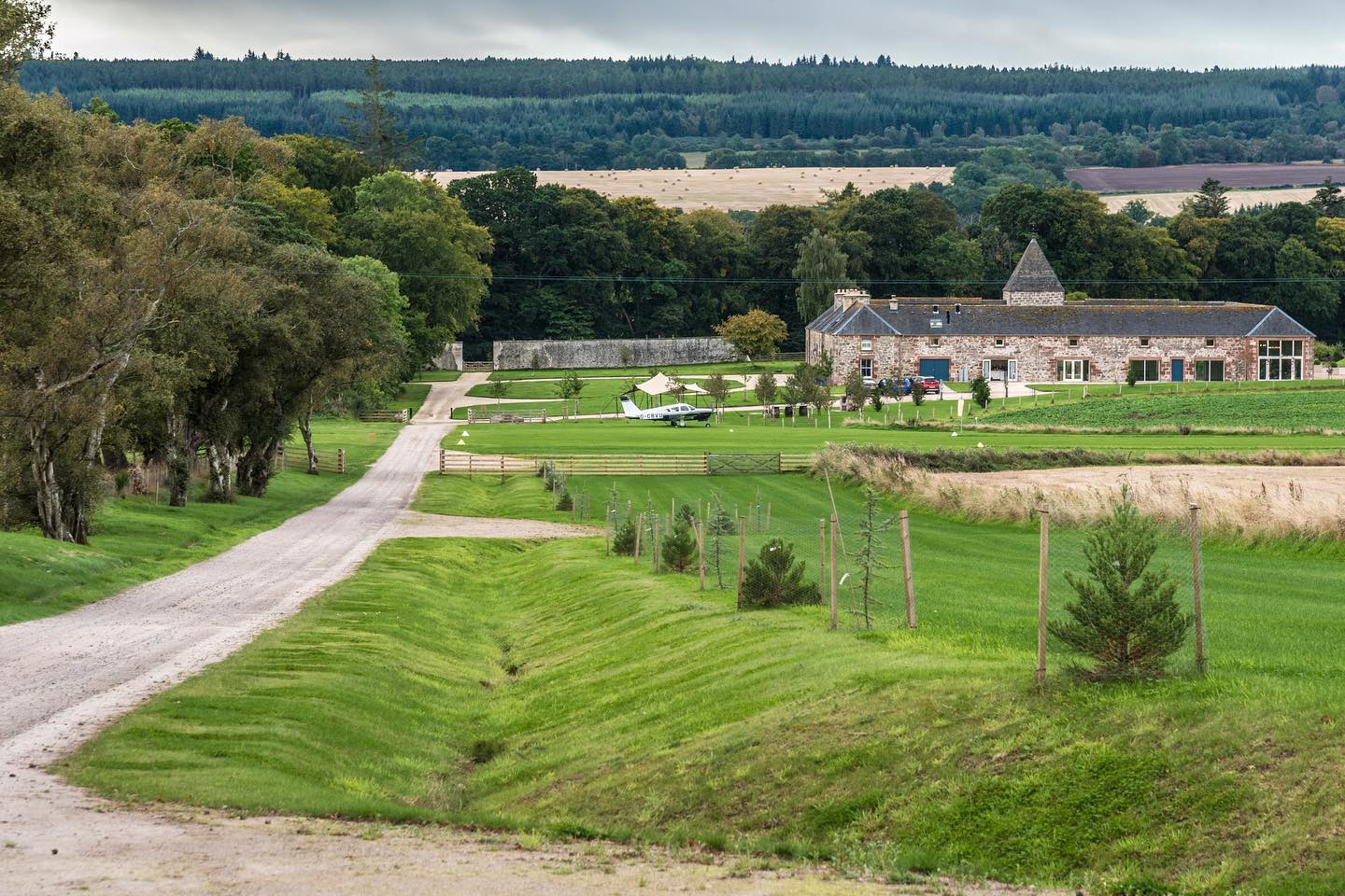 A view overlooking Newhall Mains, a hotel in Northern Scotland