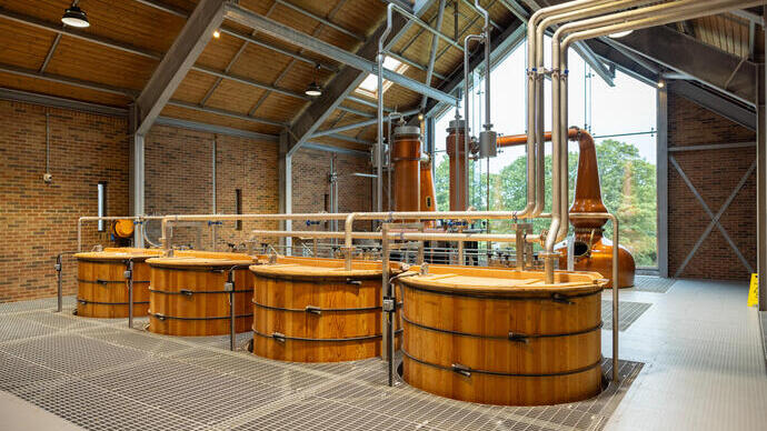 Inside a whisky distillery