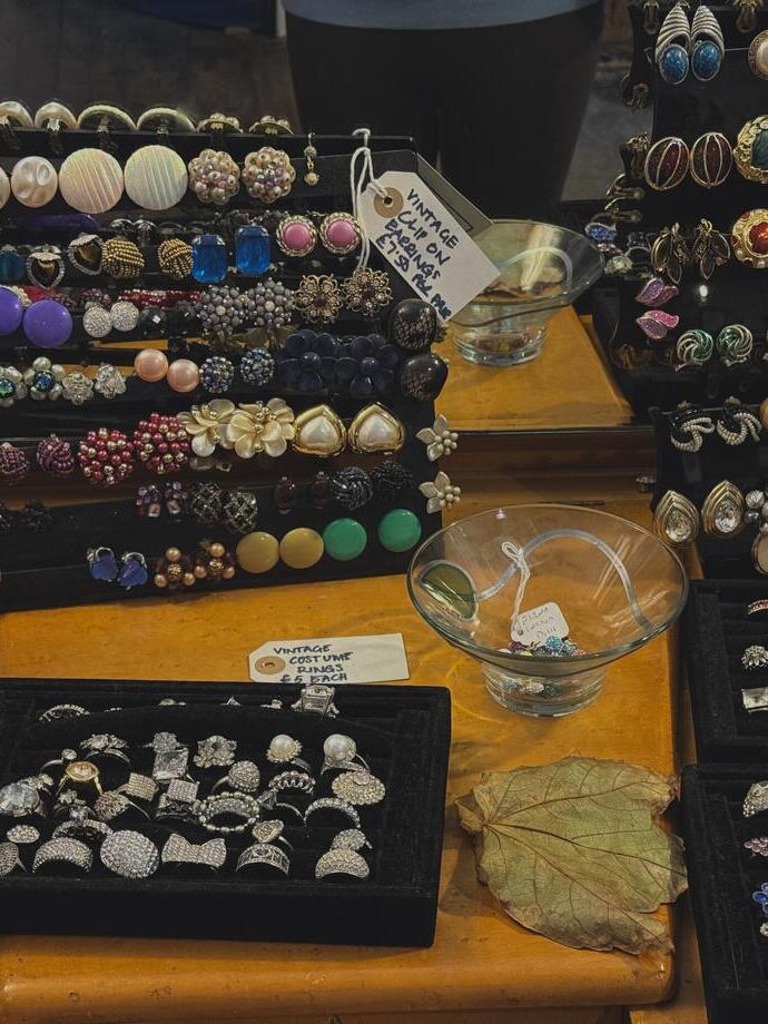 A vintage ring display collection.