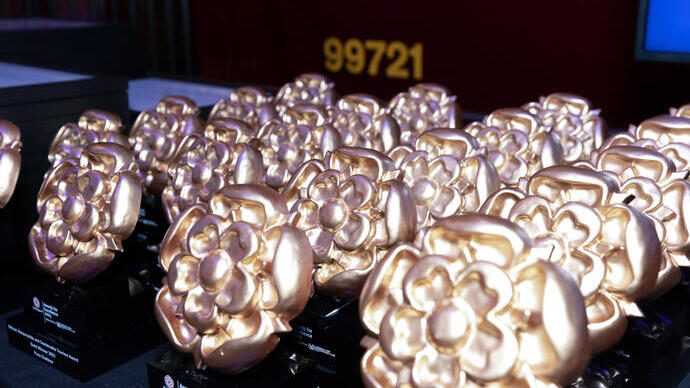 Trophies for the VisitEngland Awards for Excellence 2023. Warner Bros. Studio Tour - The Making of Harry Potter, Hertfordshire.