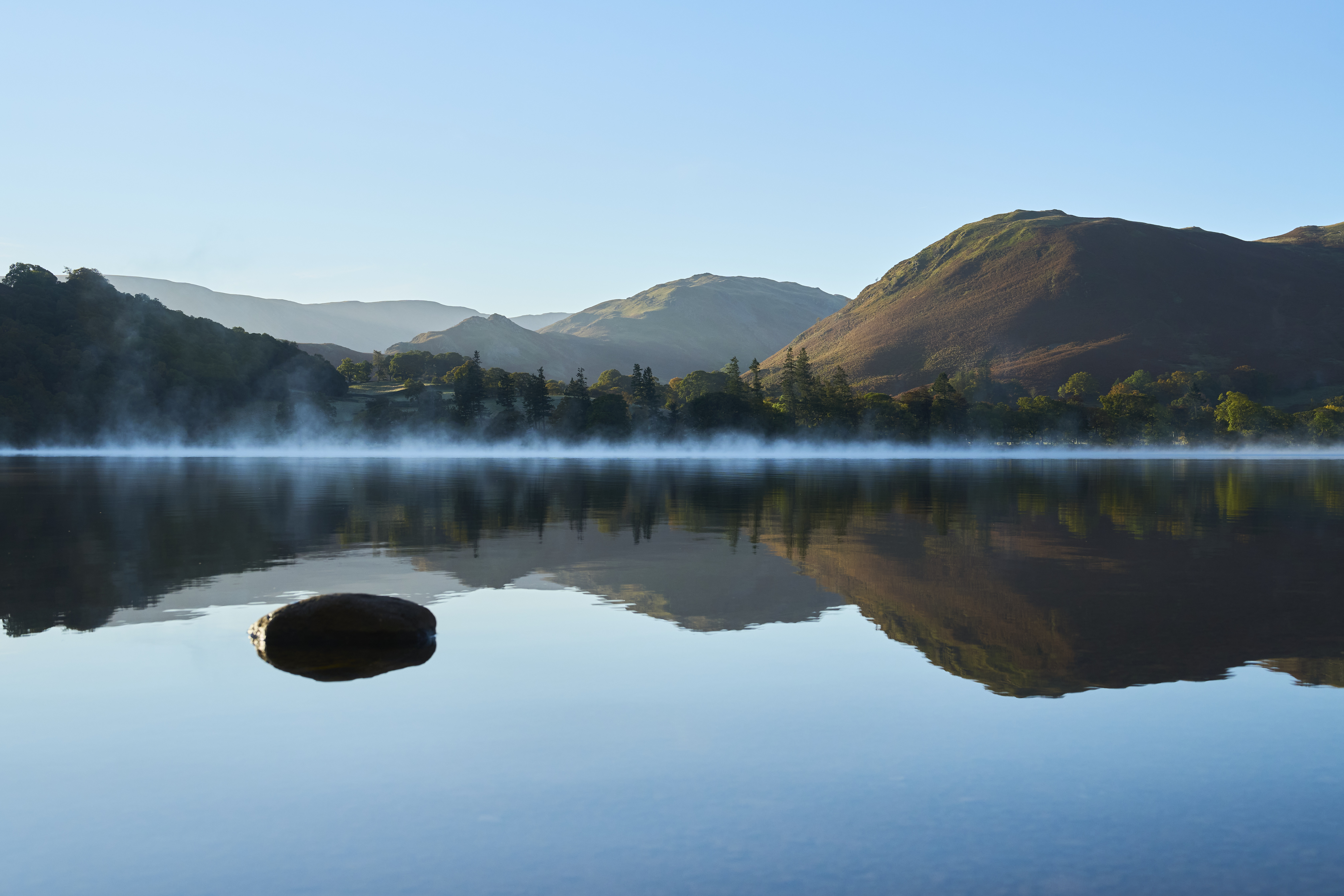 View of lake and hills