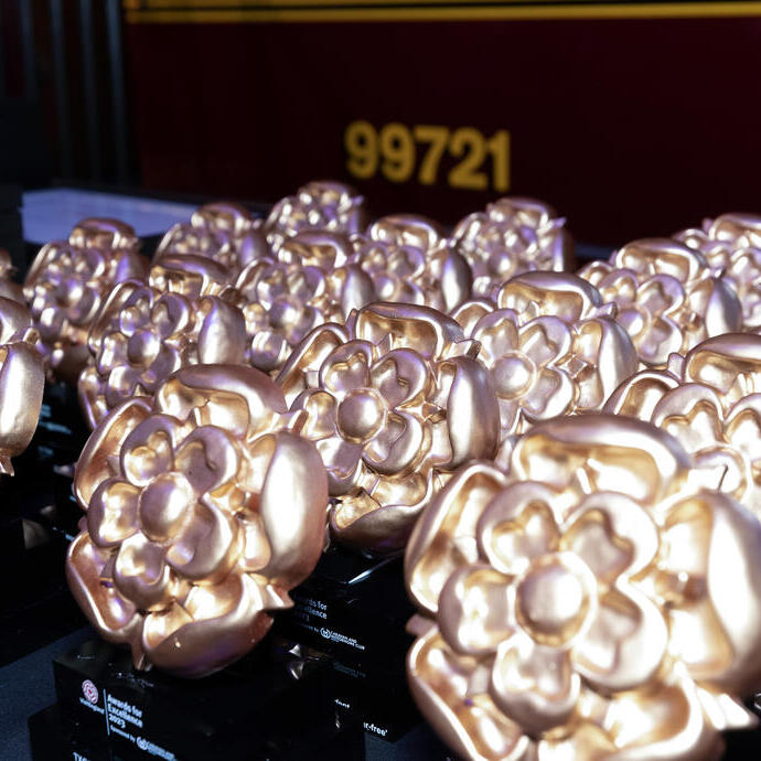 Trophies for the VisitEngland Awards for Excellence 2023. Warner Bros. Studio Tour - The Making of Harry Potter, Hertfordshire.