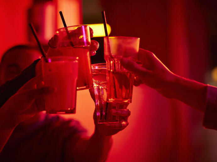 Friends toasting drink glasses