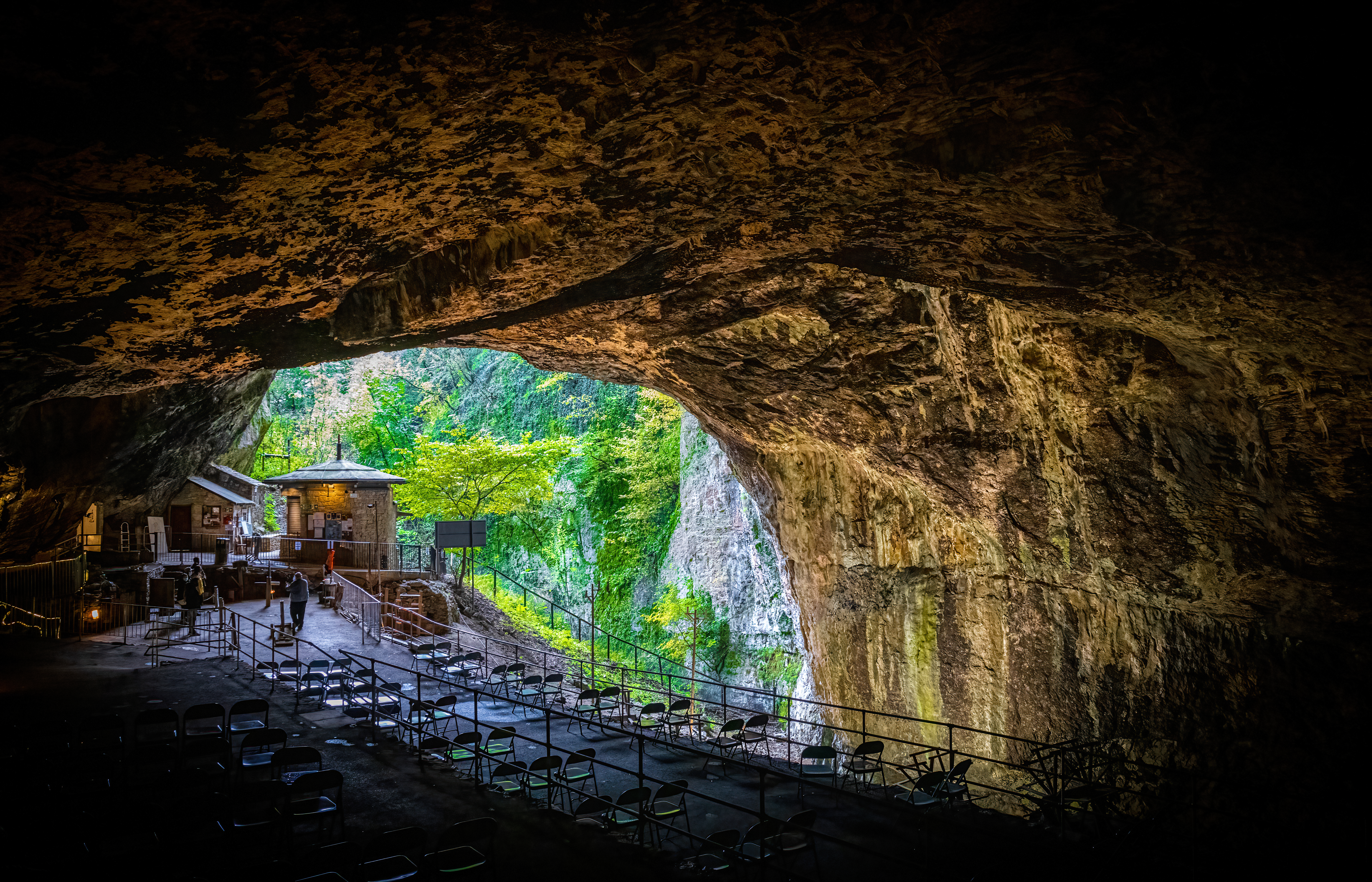 View of the Peak Cavern in Castleton, Derbyshire, England