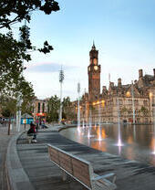 City centre with water and fountains