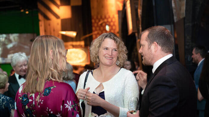 Guests chatting at the drinks reception for the VisitEngland Awards for Excellence 2023. Warner Bros. Studio Tour - The Making of Harry Potter, Hertfordshire.