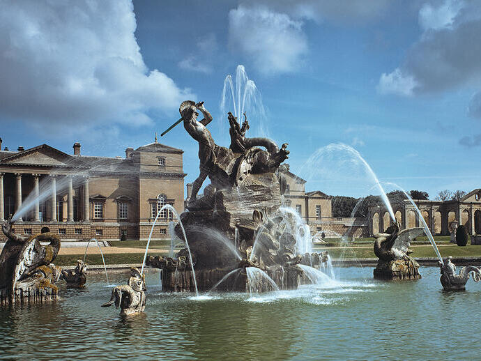 The outdoor water fountain at Holkham Hall