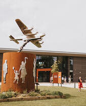 An outdoor sculpture at the International Bomber Command Centre in Lincoln