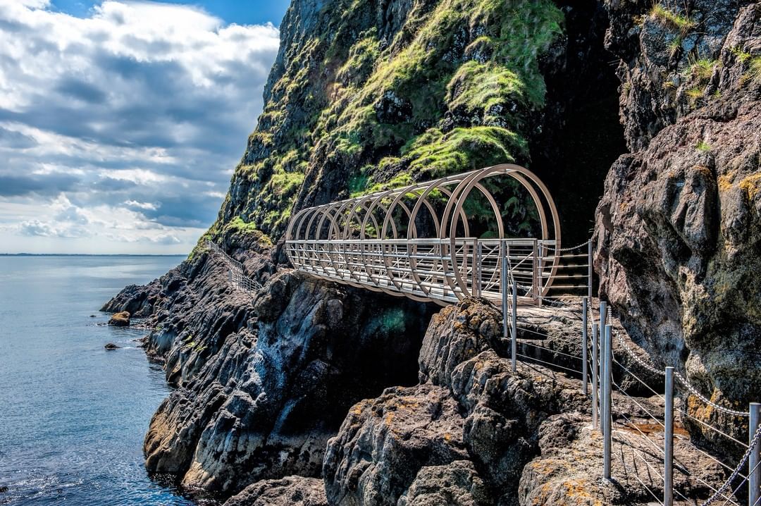Cliffside walkway overlooking the sea