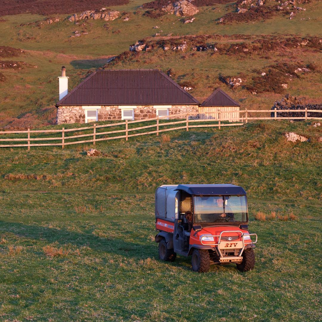 Vehicle crossing land on the Isle of Mull, Scotland
