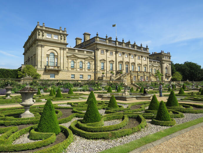 An outside view of Harewood House