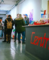 Groups of people attending art show at Centrala in Birmingham