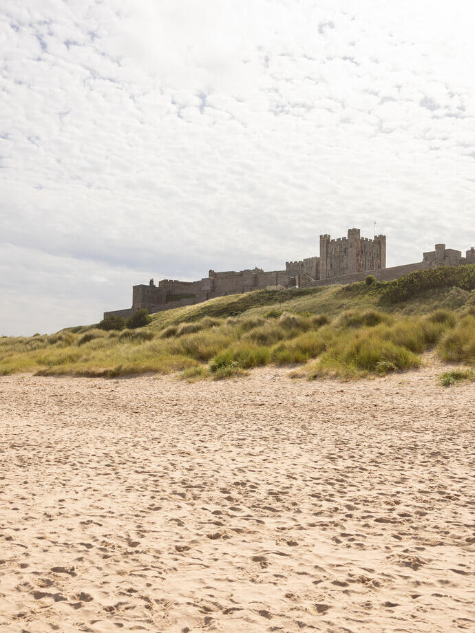 Castle with beach and sand dunes