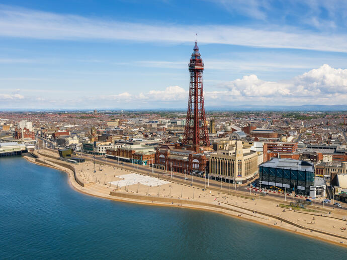 Blackpool seafront and Blackpool Tower.